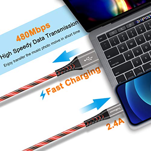 Vibrant LED Lightning Charging Cable for i Phone – MFi Certified 6 FT Fast Charge USB Cord with Dynamic RGB Light-Up Feature for Enhanced Compatibility and Performance with i Phone 14, 13, 12, 11 Pro Max, XR, X, SE, 8 Plus, i Pad, and i Pod – Durable and Stylish Tech Accessory for Home and On-the-Go Charging