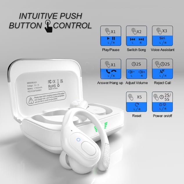 Unleash Your Sound Potential with Groove Bluetooth Earbuds – Exceptional High-Fidelity Audio, Ergonomic Comfort, and 20-Hour Playtime – Cutting-Edge Bluetooth 5.0 for Effortless Pairing – Waterproof and Sweatproof Design for Athletes and On-the-Go Music Lovers – Must-Have Wireless Earbuds for Ultimate Listening Experience in Any Environment