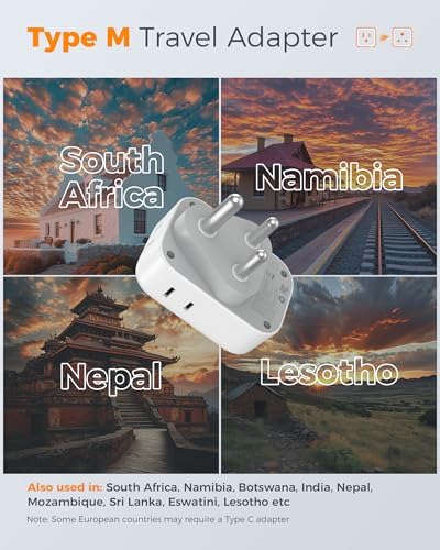 TESSAN Universal European Travel Power Adapter – 3 High-Speed USB Ports (2 USB-C) & 4 AC Outlets for Seamless Device Charging Across France, Germany, Spain, Greece & More – Compact Multi-Port Solution for Global Travelers – Ultimate Type E/F Plug Converter for Efficient Connectivity