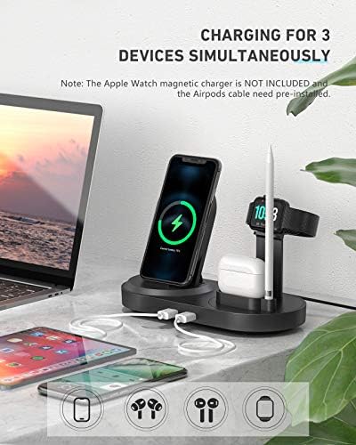 All-in-One 4-in-1 Wireless Charging Station for Apple Devices – Fast Charging Dock with Dual USB Ports for i Phones, Apple Watch & Air Pods – Sleek Design for Home & Office – Enhanced Speed & Compatibility with i Phone 12/13/14/15/16