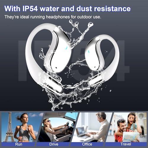 Unlock Your Audio Potential with Next-Gen Open-Ear Wireless Earbuds – Bluetooth 5.4 Headphones Offering Superior ENC Noise Cancellation, Rich Hi-Fi Sound, and Immersive Deep Bass; IP54 Water-Resistant for Active Adventures with an Astounding 68-Hour Battery Life – Ideal for Running, Traveling, Work, Cycling, and Intense Workouts; Features AI Translation for Effortless Multilingual Communication and Seamless Device Pairing