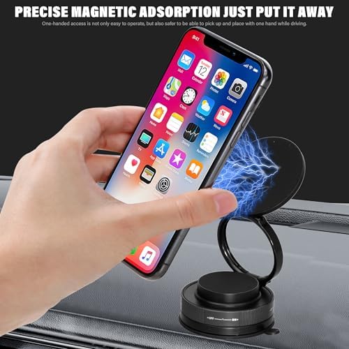 Maximize Your Driving Efficiency with the 360° Magnetic Phone Holder – Premium Suction Cup Car Mount for Every Smartphone – Effortless One-Handed Use & Superior Stability in Sleek Black – Perfect for Navigation & Hands-Free Communication