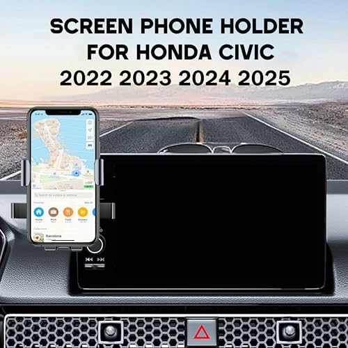 Car Phone Holder for Honda Civic 2025 2024 2023 2022 Accessories 9″ Screen Fixed Clip Cell Phone Mount Auto Lock Hands-Free 360 Degree Rotation Dash Phone Holder Stand for All Phones – Enhanced Compatibility and Speed