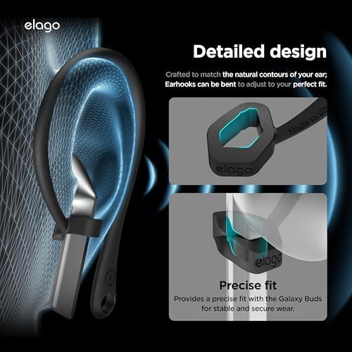 Ergonomic Anti-Slip Ear Hooks for Samsung Galaxy Buds 3 & 3 Pro – elago’s Premium Comfort Enhancements for Secure Audio Enjoyment (White)