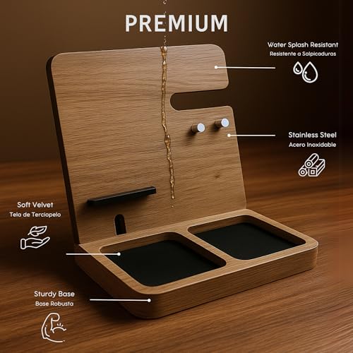 Namore Premium Wood Desk and Nightstand Organizer – Multifunctional Charging Station for Phones & Essentials – A Stylish Solution for Enhanced Workspace Efficiency – Perfect Gift for Men, Dads, & Professionals – Elegant Design with Universal Device Compatibility