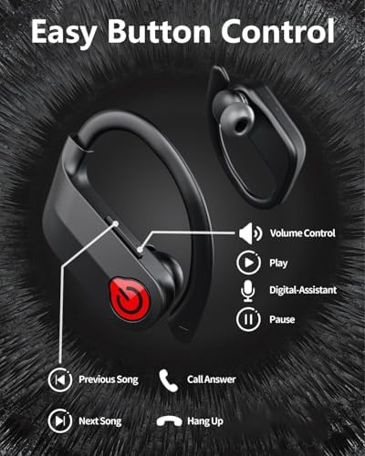EUQQ 120-Hour Ultra-Durable Waterproof Bluetooth Earbuds – Ergonomic Over-Ear Sports Headphones with Advanced Bluetooth 5.3 for Seamless Connectivity, LED Battery Indicator, and Superior Noise Isolation for Active Lifestyles
