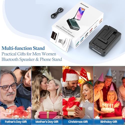 Transform Your Multimedia Experience with the JTEMAN Adjustable Tablet Stand Featuring Bluetooth Speakers – Versatile Kitchen Gadget and Perfect Gift for Him or Her – Wireless Charging Station for Phones and Tablets, Enhanced Compatibility for All Devices