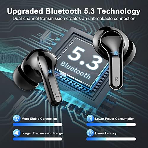 Advanced Bluetooth 5.3 Wireless Earbuds with Superior Noise Cancellation – 40-Hour Playtime, IP7 Waterproof Design for Active Lifestyles, Dual Microphone for Enhanced Call Clarity – Fast USB-C Charging & Innovative LED Battery Indicator for Android/i OS Compatibility
