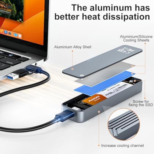 MAIWO 8 TB M.2 NVMe SSD Enclosure – USB 3.2 GEN2 10 Gbps High-Speed Adapter for Enhanced Performance & Compatibility – Portable Aluminum Design with UASP and Trim Support for Ultimate Data Efficiency
