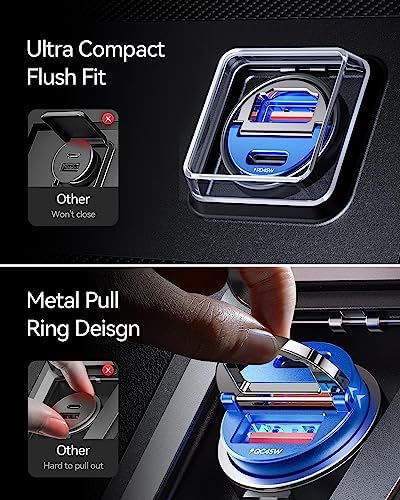 MRGLAS 90 W USB-C Car Charger: Ultra-Fast PD45 W & QC45 W Compatibility with 3.3 ft Type C Cable, Durable All-Metal Design, Flush Fit for Seamless Integration in Vehicles – Ideal for i Phone 16/15, Samsung S25/S24/S23 Ultra, Pixel 8/8 Pro/7 – Power Up on the Go!