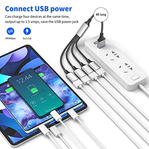 Fidioto 6.6 ft USB Extension Cable Splitter – Expand Your Connectivity with 1 Male to 4 Female Ports for Effortless Data Transfer and Charging – Ideal USB Hub Adapter for Printers, Keyboards, Flash Drives, Play Station, Laptops, and More, Ensuring Superior Compatibility and High-Speed Performance for All Your Peripheral Devices