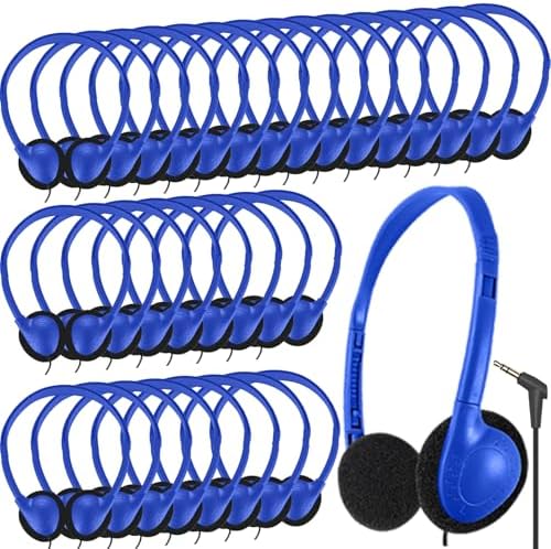 Bulk Classroom Headphones for Kids – Premium 25-Pack Wired On-Ear Headsets with Crystal Clear Sound, 3.5 mm Jack for Seamless Learning | Lightweight, Durable Design for Engaging Educational Experiences