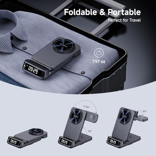 Foldable 3-in-1 Magnetic Wireless Charging Station: Mag Safe-Compatible Charger for i Phone 16/15/14/13 Series, Apple Watch, and Air Pods – Enhanced Portability and Fast Charging for Travel and Home Use