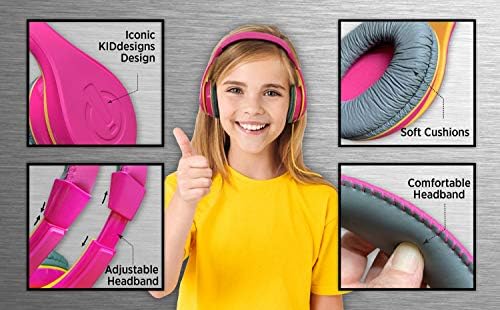 Vibrant Pink Over-Ear Headphones for Kids – Comfortable and Durable Wired Earphones with Safe Volume Control – Tangle-Free Design Ideal for Music, Movies, and Travel Adventures – Perfect Audio Companion for Young Listeners