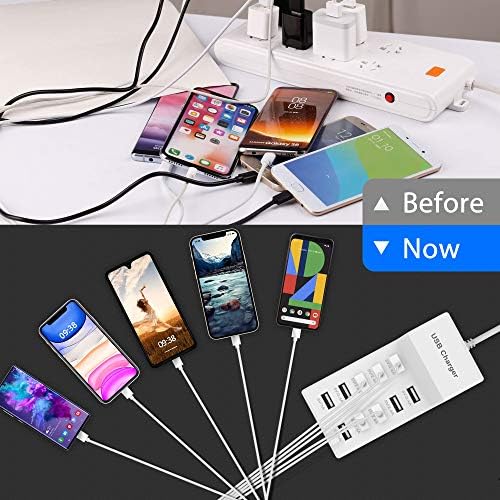 Ultimate Family-Sized 10-Port USB Charging Hub with Smart Auto-Detect Technology – Efficient Multi-Device Power Station for Home and Office – Rapid Charging Solution for Smartphones, Tablets, and Headphones – Safety-Enhanced USB Charger Station for Seamless Connectivity