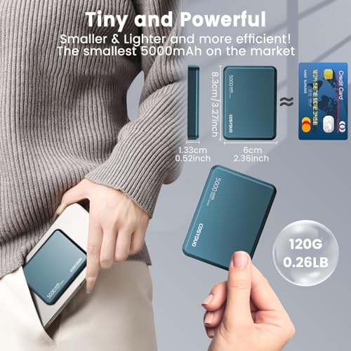 Pocket-Sized 5000 m Ah Magnetic Wireless Charger – Ultra-Slim Power Bank with PD 20 W Fast Charging for i Phone 16/15/14/13 | Essential Travel Accessory with USB-C Compatibility for On-the-Go Power Solutions