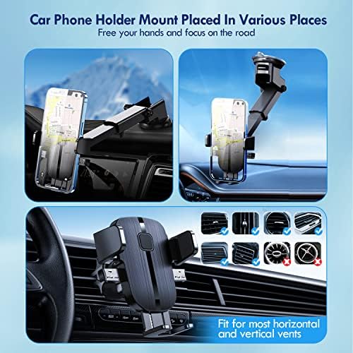 Universal 2023 Car Phone Holder Mount – Effortless Hands-Free Dashboard & Windshield Accessory for i Phone and Samsung Devices – Versatile Air Vent Smartphone Cradle with 360-Degree Rotation for Optimal Viewing – Quick, Tool-Free Installation for All Vehicle Models