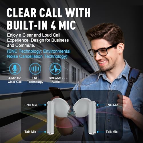ZIPFORCE Bluetooth 5.3 True Wireless Earbuds with ENC Microphones – IPX6 Waterproof, Lightweight Design, 40-Hour Playtime, Touch Control Headphones for Seamless Audio Experience and Crystal-Clear Calls