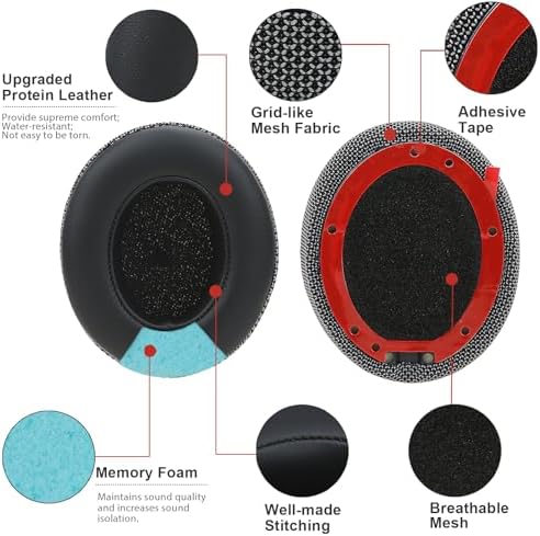 Upgrade Your Audio Experience with Premium Noise-Isolating Memory Foam Ear Pads for Studio 2 & 3 Headphones – Waterproof Protein Leather Cushions in Blue for Unmatched Comfort and Enhanced Sound Quality