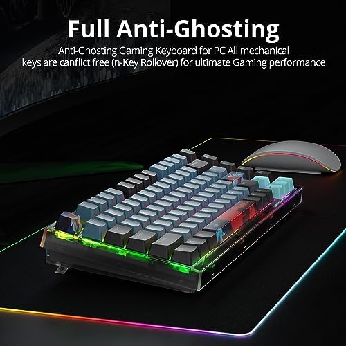 Transform Your Gaming Setup with the 75% Monster B Wired Mechanical Keyboard – 82 Keys, Gasket Mount Design, Hot-Swappable White Switches, RGB Lighting, Programmable Features for Mac/Windows – Unmatched Speed and Comfort for Gamers and Professionals