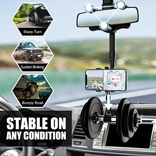 SXhyf Premium Rear View Mirror Phone Holder – 360-Degree Rotatable & Retractable Mount for i Phone & Samsung – Universal Fit for Enhanced Safety & Connectivity – Effortless Installation & Sleek Design for Every Driver
