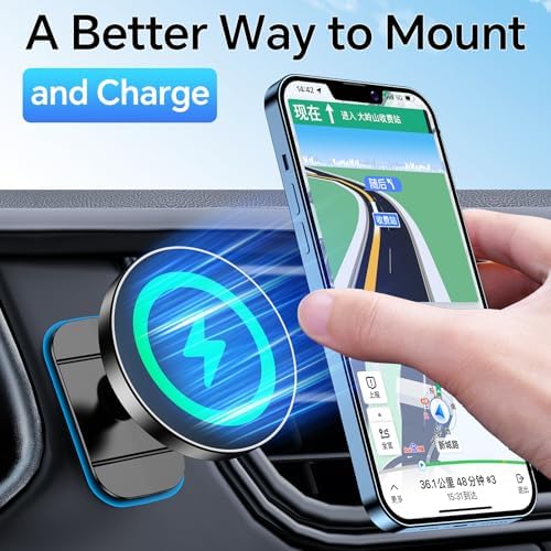 Revolutionize Your Driving Experience with the Coolpow 15 W Mag Safe Car Mount Charger – Ultimate Magnetic Phone Holder for i Phone 16 Pro Max & 15 – Effortless Fast Charging & Unmatched Stability for On-the-Go Navigation and Communication – Premium Quality Design for Modern Drivers – Safeguarded Against Overheating & Overcharging