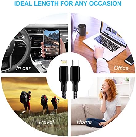 Premium 5-Pack i Phone Charger Set: MFi Certified Nylon Braided Fast Charging Cables (3 FT, 6 FT, 10 FT) for i Phone 14/13/12/11/X/Max/8/7/6/5/SE/i Pad – Unmatched Durability & Versatile Lengths for Every Lifestyle