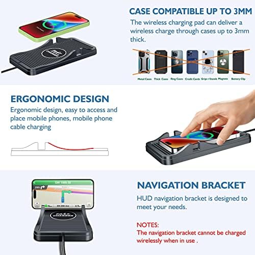 Ultimate Wireless Car Charger Pad: 15 W Fast Charging Solution for i Phone & Android Devices – Non-Slip Design with Secure Mounting Adapter – Universal Compatibility with Samsung Galaxy, LG G8, and More for Effortless On-the-Go Power