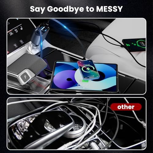 Experience Ultimate Power on the Road: PLDHPRO 80 W Retractable Car Charger – 4-in-1 Fast Charging Adapter with Dual Type-C Cables for i Phone 16, i Pad, and Samsung – Essential Vehicle Accessory for Efficient Charging and Easy Storage – Perfect Gift for Tech Enthusiasts and Travelers