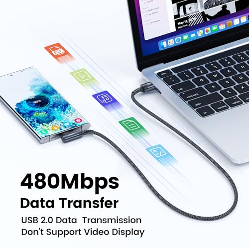 10 ft Braided USB to USB C Cable (2 Pack) – 90 Degree Right Angle Fast Charging Cord for i Phone 16/15 Series, Samsung Galaxy S10/S10+, LG V30, Nintendo Switch – Ultimate Durability and Flexible Connectivity