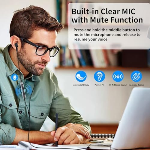 Ultra-Comfort USB Earbuds with Microphone for PC – 7.5 FT Wired Headset for Laptops, Perfect for Zoom Meetings and Virtual Learning – Magnetic Stereo Earphones Compatible with Dell, HP, and Think Pad – Crisp Audio Clarity, Lightweight Design for All-Day Use – Quick Volume Control for Effortless Communication – Tangle-Free Solution for Neat Workspaces – Boost Your Productivity with Enhanced Sound Experience