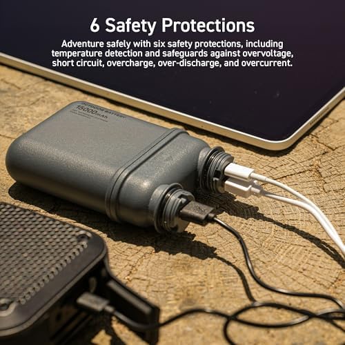 NESTOUT 5000 m Ah Waterproof Portable Charger – IP67 Rated Power Bank with 15 W USB-C Fast Charging, Shockproof Design for Ultimate Durability in Outdoor Adventures – Ideal Battery Pack for Hiking, Camping, and Travel Essentials