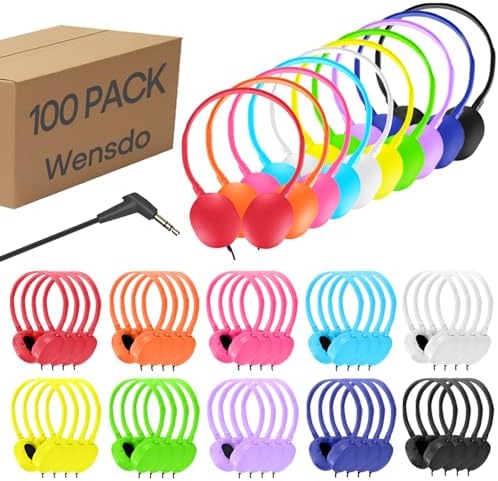 Bulk Headphones for Kids 12 Pack – Premium Wired Earphones with Superior HD Sound Quality for Classroom Learning and Play, Mixed Colors for Inclusive Use, Compatible with 3.5 mm Devices – Essential Audio Gear for Educational Environments