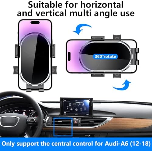 Audi A6 A7 S6 S7 RS6 RS7 Allroad 2012-2018 Custom Car Phone Holder – 360-Degree Rotating Dashboard Mount for Safe Navigation and Hands-Free Calls – Premium Interior Accessory for Enhanced Driving Experience and Secure Mobile Device Placement