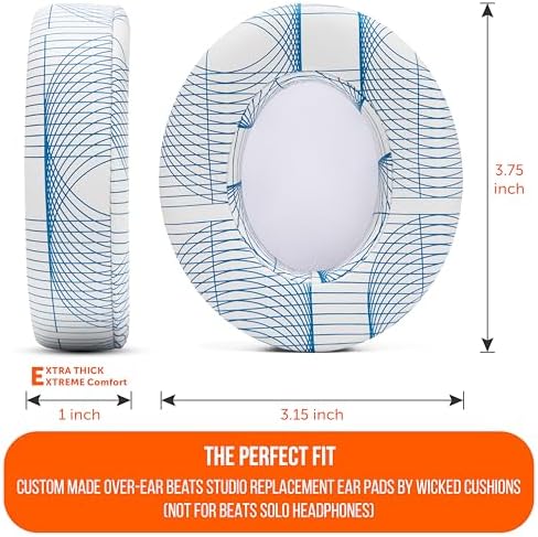 Upgrade Your Audio Experience with WC Wicked Cushions Replacement Ear Pads for Beats Studio 2 & 3 – Retro 90’s White | Luxurious PU Leather & Enhanced Foam for Optimal Sound Isolation | Perfectly Fits B0501 & B0500 Models | Not Compatible with Beats Solo | Enhanced Adhesive for Maximum Durability and Longevity