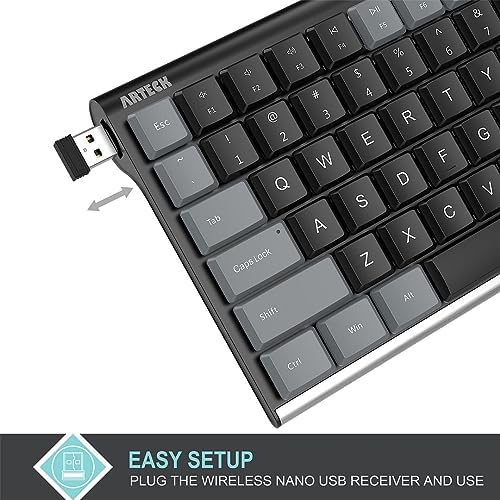 Experience Unmatched Typing with the Arteck Wireless Mechanical Keyboard – Quiet Brown Switches & Rechargeable Battery for a Clutter-Free Workspace on PC, Laptop, or TV – Sleek Low-Profile Stainless Steel Design for Windows 11/10 Users