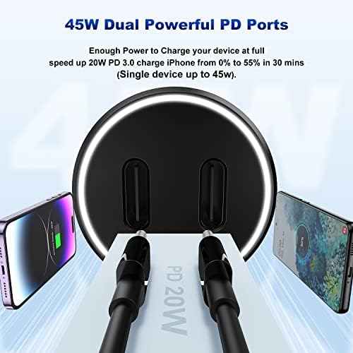 Dual-Port 45 W USB C Car Charger Adapter for Apple Devices – MFi Certified Fast Charger with 3 ft Lightning Cable (Pack of 2) – Rapid Charging for i Phone 14/13/12/11 Pro Max, i Pad, and Air Pods – Durable & Portable Power Solution for On-the-Go Lifestyle