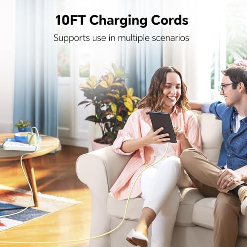 Premium 10 FT Fast Charging Type C Charger Set – 20 W USB C Cable Trio for i Phone 15/16 Pro/Max/Plus & i Pad Pro – Vibrant Blue, Yellow, Purple – Universal Compatibility & Rapid Power Delivery for On-the-Go Charging Solutions