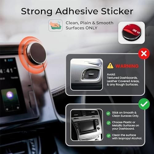 Mini Magnetic Car Dashboard Mount Mobile Phone Holder with Metal Body (Made in India) (Silver) – Enhanced Compatibility and Speed