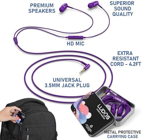 LUDOS OMNITONE USB-C Earbuds – Rich Sound Quality & Comfortable Fit for i Phone 16 & Samsung Galaxy S24 – Noise-Canceling Technology, Ergonomic Design, 5-Year Warranty – Turquoise – Perfect for Music, Gaming, and Calls with Quick USB-C Connectivity and Wide Device Compatibility