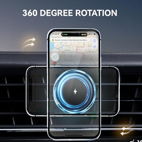 Revolutionize Your Drive with the Magnetic Mag Safe Car Charger – Effortless Wireless Charging for i Phone 16 Pro Max, 15, 14, 13, 12 & Mag Safe Cases | Versatile Vent & Dashboard Mount for Ultimate Accessibility | Secure Magnetic Hold for Safety and Convenience | Sleek Design Perfect for Any Automobile Interior | Stay Powered and Focused on the Road with Fast Charging Technology