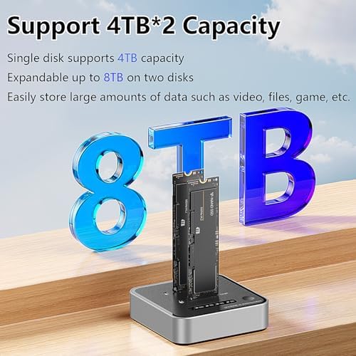 Mili Pow Dual-Bay M.2 NVMe SSD Enclosure – High-Speed 20 Gbps SSD Reader & Offline Cloner for Effortless Data Duplication – Tool-Free Setup Supports Up to 8 TB – Versatile Compatibility with Windows, mac OS & Linux – Ideal for Professionals and Tech Enthusiasts