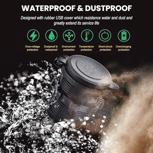 Versatile 12 V/24 V Dual USB Charger Socket – 3-Port Power Hub for Cars, Boats, RVs, and More – 2-Pack with Rapid Charging Capability and Waterproof Design for All Vehicle Types