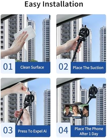 Seamless Vlogging & Filming Car Phone Holder for Windshield | Multi-Angle Adjustable Mount for 4.7″-6.9″ Devices | Compatible with i Phone 16/15/14 & Samsung S25 Ultra | Secure No-Swivel Design for Safe, High-Quality Recording | Easy Installation & Compact Storage