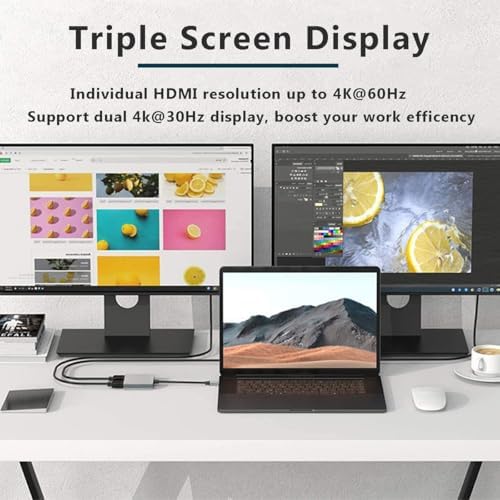 Revolutionize Your Workspace with the Premium 4-in-1 USB C to Dual HDMI Adapter – Experience Dual 4 K Clarity, Lightning-Fast USB-A 3.0 Data Transfer, and 100 W Power Delivery for Mac Book Pro/Air, i Phone 15/16 & More – Compact & Portable Multiport Hub for Effortless Dual Displays and Ultimate Connectivity