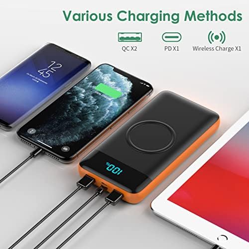 Ultra-High Capacity 30,800 m Ah Wireless Power Bank – 15 W Fast Charging & 25 W PD QC4.0 – Smart LED Display with 4 Outputs & 2 Inputs – Versatile USB-C External Battery Pack for i Phone, Samsung & More – Travel-Ready Charging Solution in Sleek White Finish
