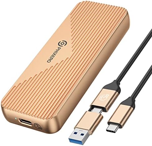 PHIXERO 20 Gbps M.2 NVMe SSD Enclosure – Ultra-Fast USB 3.2 Gen 2 X2 Adapter for M Key/B+M Key SSDs, Supports 2280/2260/2242/2230 Sizes (Up to 4 TB) – Lightweight, Durable Design for Efficient Data Transfer and Enhanced Portability