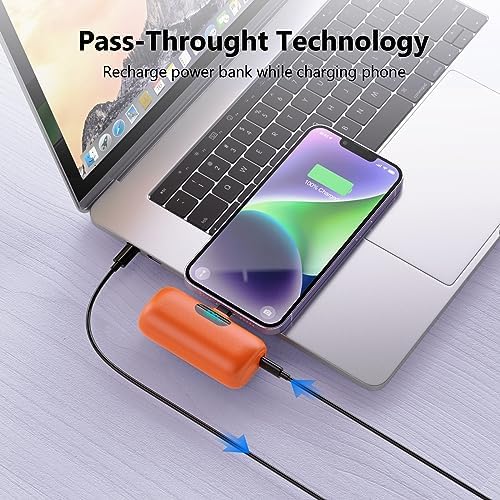 Compact Pink Portable Charger for i Phone – 5000 m Ah PD Fast Charging Power Bank, Lightweight Mini Battery Pack Compatible with i Phone 14/14 Pro Max/13/13 Pro/12 Pro/11/XS/XR/X/8/7/6 – Stylish and Versatile Backup Solution for On-the-Go Power