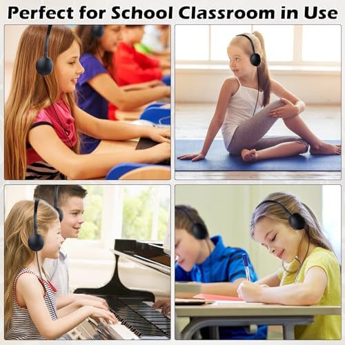 Classroom-Ready Adjustable Wired Headphones for Kids – Bulk 25-Pack Student Headsets with 3.5 mm Jack for Superior Sound Clarity – Durable, Comfortable, and Hygienic Design for Enhanced Online Learning Experience