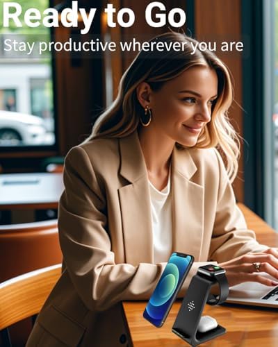 Versatile 3-in-1 Qi Wireless Charging Station for Apple Devices – Stylish Fast Charging Dock for i Phone 16/15/14/13/12/11/X/8, Apple Watch Ultra/9/8/7/6/SE/5/4/3/2, and Air Pods Pro – Sleek Compact Design with Anti-Slip Technology and LED Status Indicator – Ideal Tech Gift for Gadget Enthusiasts